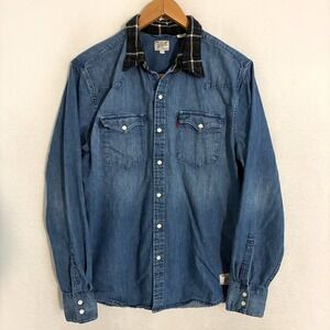 Levis Denim Shirt Mens L Pearl Snap Western Ranch Justin Timberlake Fresh Leaves